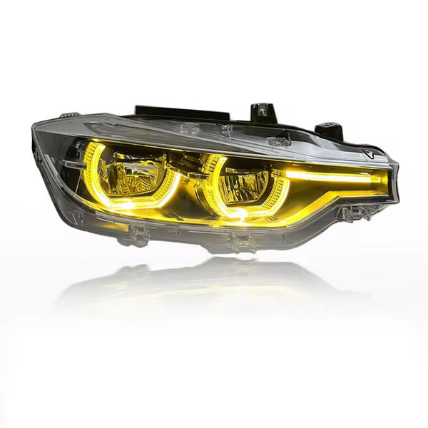 Faruri Full LED BMW F30/F31 2012–2019 cu DRL Switchback (Alb → Galben la Flash)